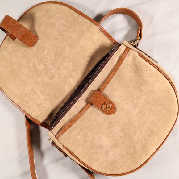 Pola Shpoulder Bag Purse Suede Leather Flap Snap 10" X 9" Brand New - Picture 4 of 8